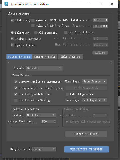 場(chǎng)景模型代理優(yōu)化插件：Q-Proxies v1.20 for 3ds Max 2015-2024免費(fèi)穩(wěn)定版下載